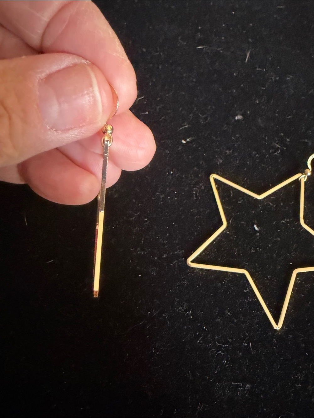 Gold Star Wire Hoop Earrings - Picture 4 of 5